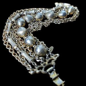Vintage Gold Tone Multi Strand Clasp Bracelet 7"